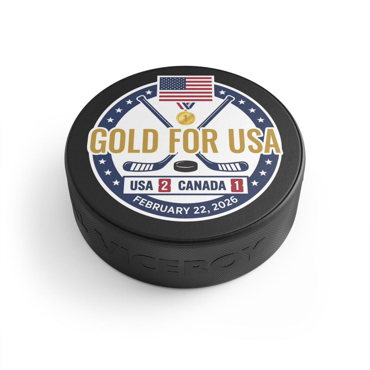 "Gold For USA" Commemorative Hockey Puck - Only 2,026 Available - view 4
