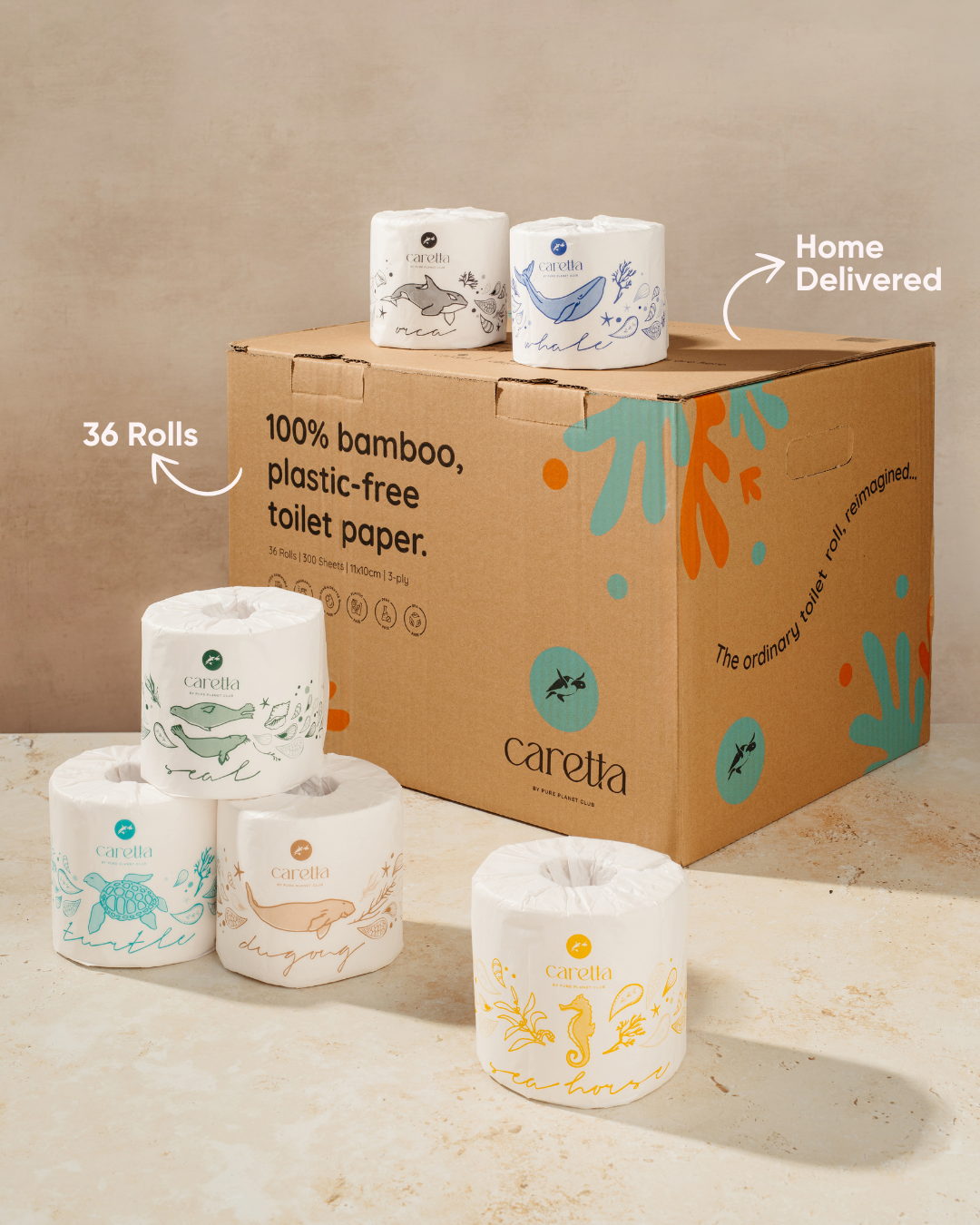 Caretta - 100% Bamboo 3-Ply Toilet Paper (36 Rolls) - view 2