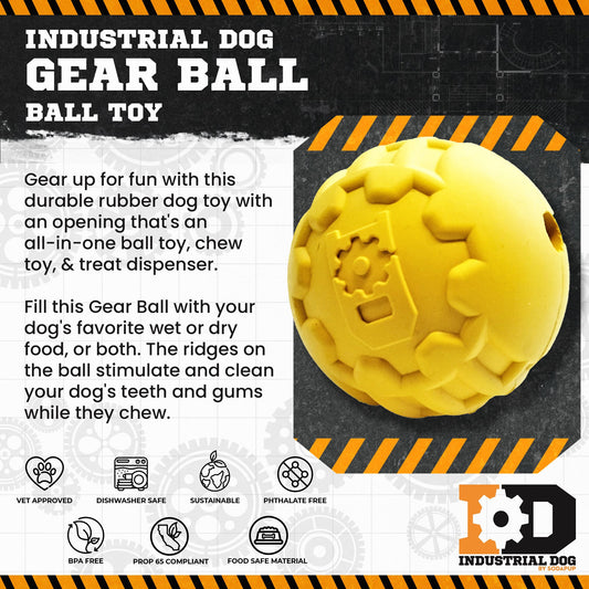 Industrial Dog Ball Rubber Chew Toy for Heavy Chewers - Yellow - view 2
