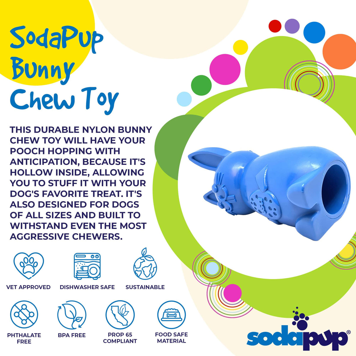 Bunny Nylon Chew Toy for Aggressive Chewers - Durable & USA Made - view 2