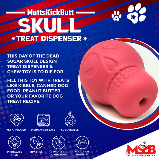 Sugar Skull Dog Chew Toy & Treat Dispenser - USA Made - SodaPup - view 2