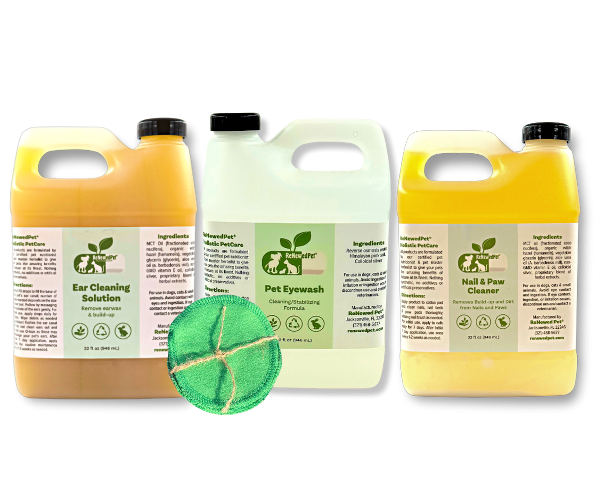 4-ALL PETS EAR, NAIL & EYEWASH KIT - 32 OZ. KIT ($5.40/oz.), 10 REUSABLE COTTON PADS, 20 REUSABLE COTTON PADS, 30 REUSABLE CO