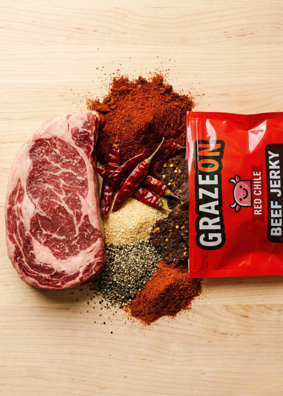GrazeOn Red Chile Beef Jerky Crisps- High Protein, No Sugar, Crunchy - view 3