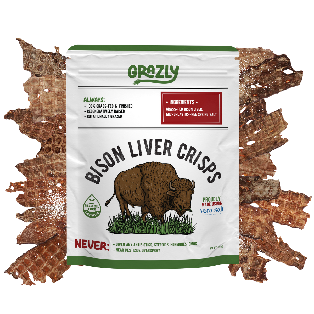 Bison Liver Crisps - 100% Grass-Fed/Finished - Plain, 1 Pack