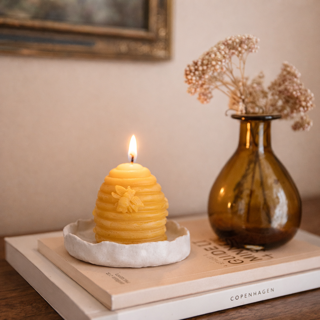 6- Beeswax Candle Hive Votives - view 2