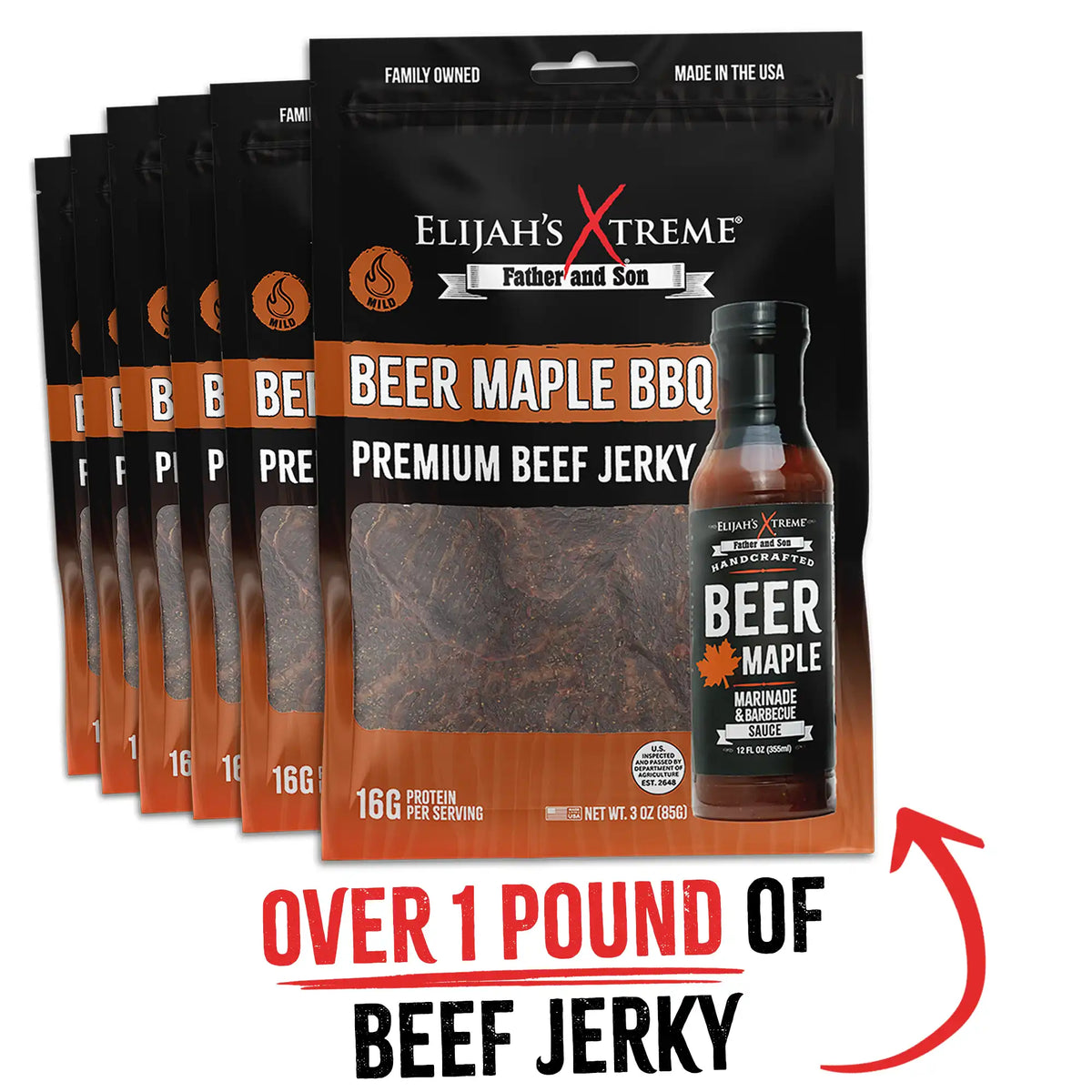 Beer Maple BBQ Beef Jerky - 6 bags (1lb) - view 6