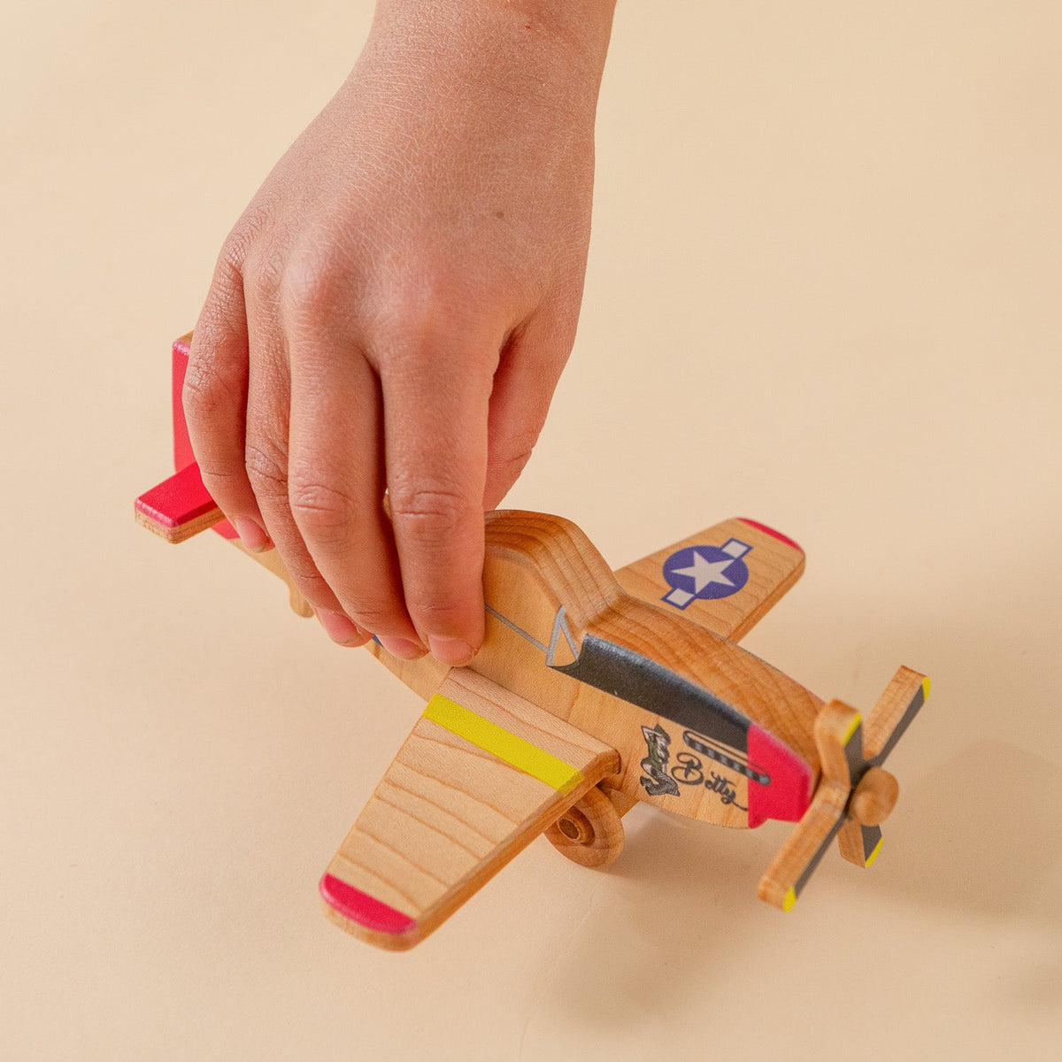 WWII Classic P-51 Mustang Wooden Toy Airplane Trio - view 3