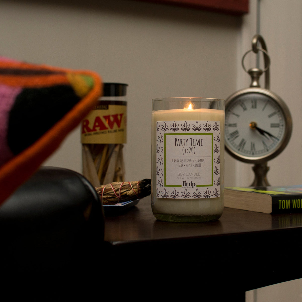 Party Time (4:20) 12 oz. soy candle in upcycled wine bottle - view 2