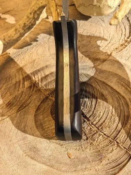 Damascus knife, crosshatch ladder pattern, cocobolo wood handle - view 2