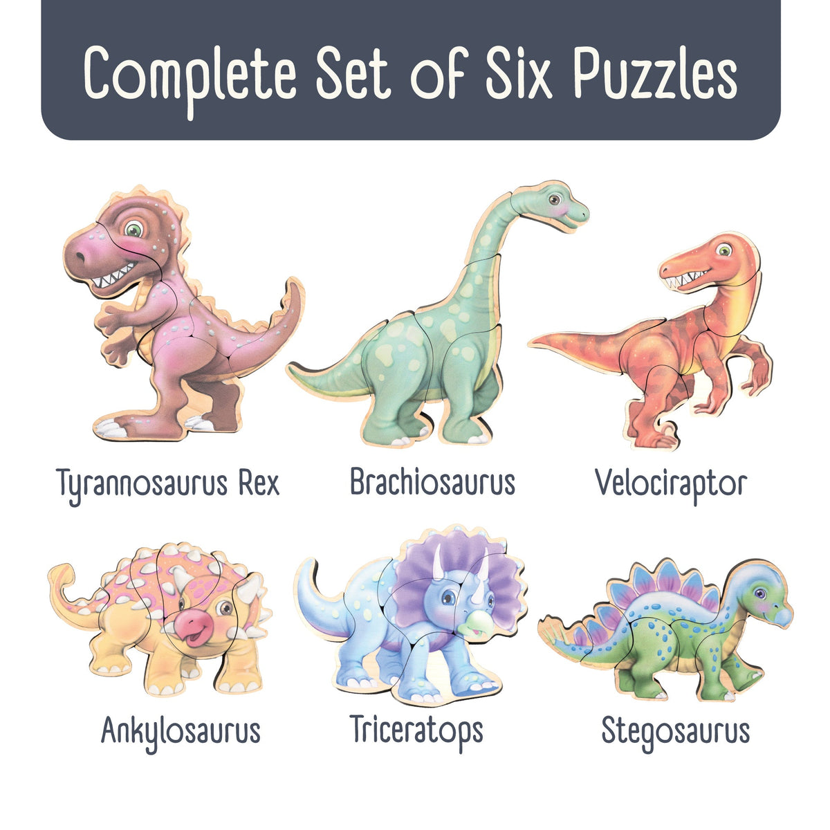 Dinosaur Magnetic Wooden Puzzle Set with Cotton Bag | Made in the USA 🇺🇸 — Miller Boys Vintage Toys