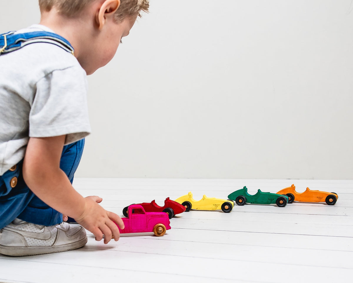 Dyed Maple Wooden Indy Car Set | Made in the USA ๐บ๐ธ โ Miller Boys Vintage Toys