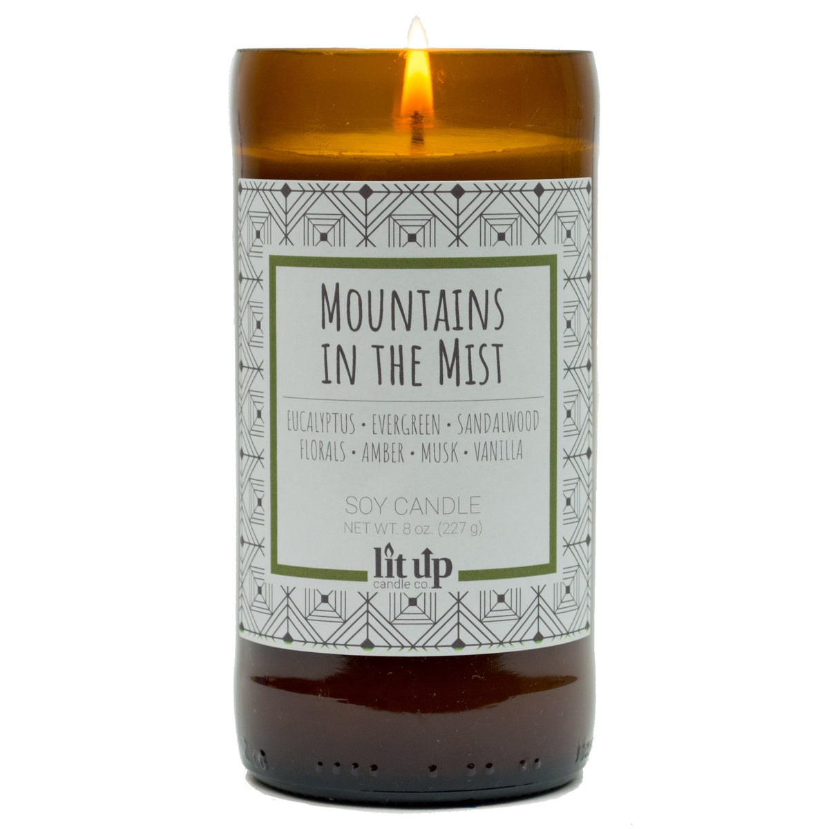 Mountains in the Mist 8 oz. soy candle in upcycled beer bottle - view 4