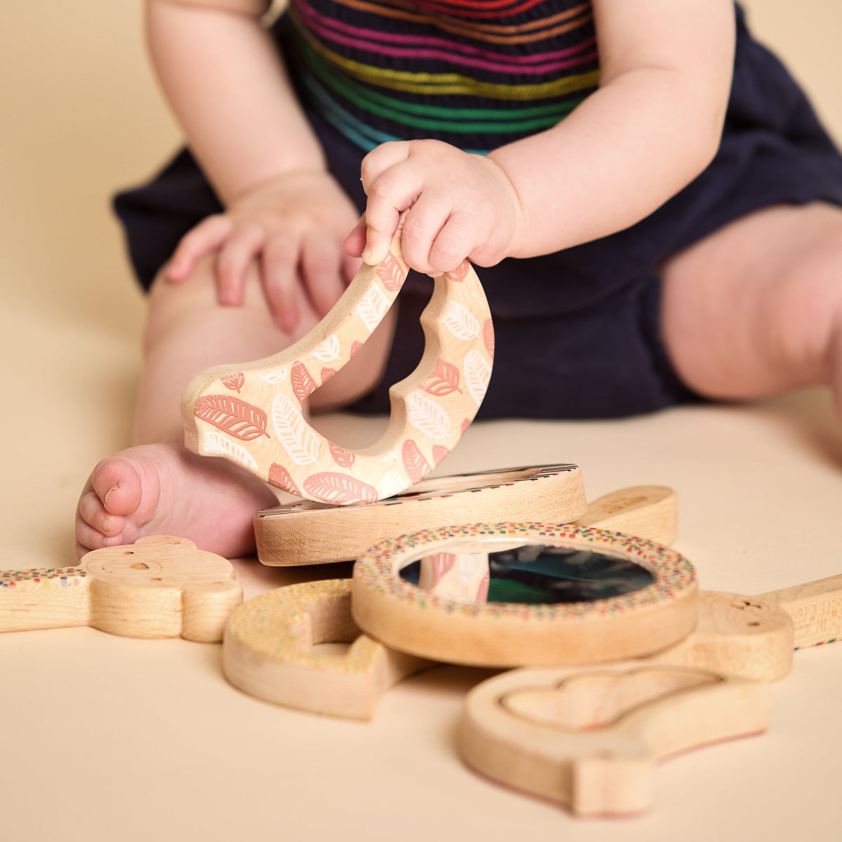 Solid Maple Wood Bird Rattle & Teether (Feathers) - view 3