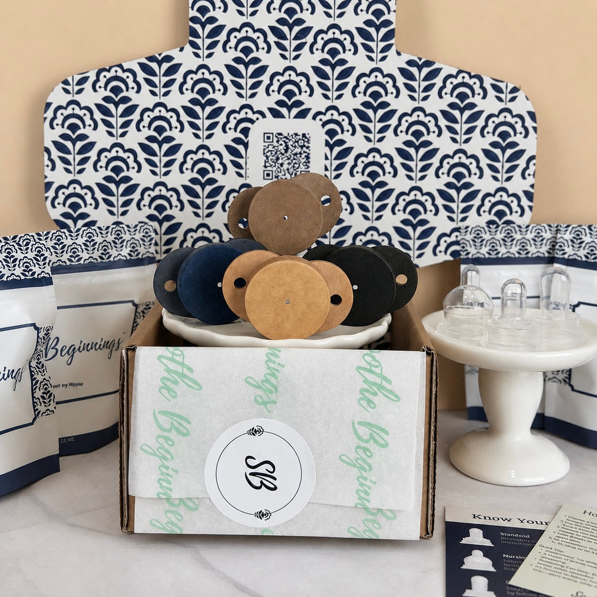Plastic-Free Pacifier Gift Set, 4 Kits - Heirloom