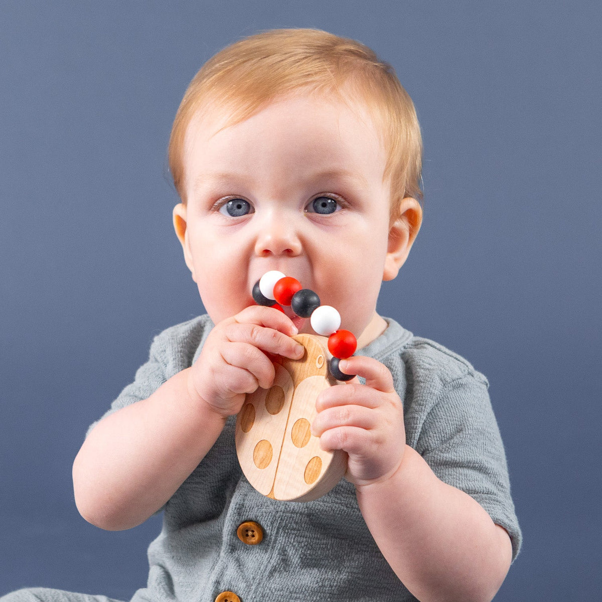 Silicone Bead Teether with Organic Cotton Bag - Ladybug - view 3