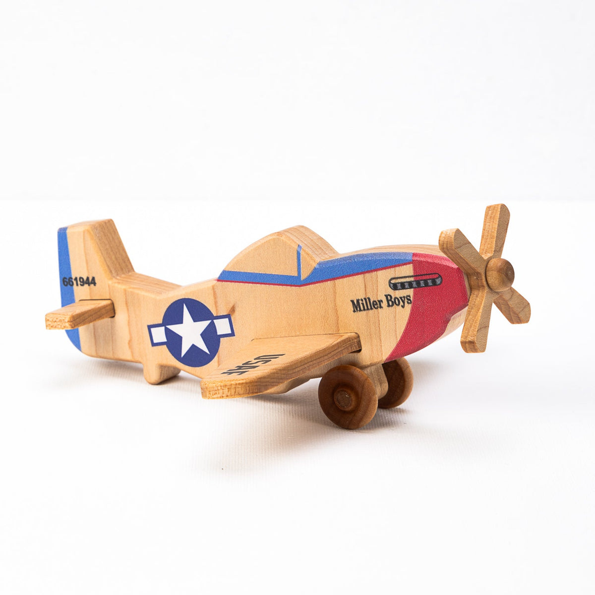 WWII Classic P-51 Mustang Wooden Toy Airplane Trio - view 8
