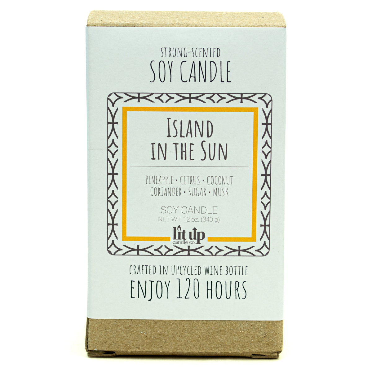 Island in the Sun 12 oz. soy candle in upcycled wine bottle - view 6