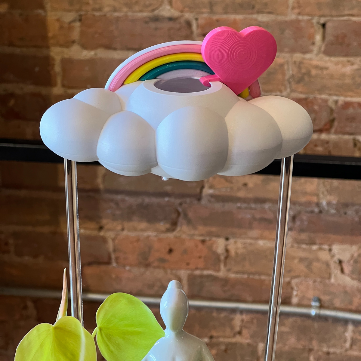 Original Dripping Rain Cloud with Pink Heart and Pastel Rainbow Charms - view 7