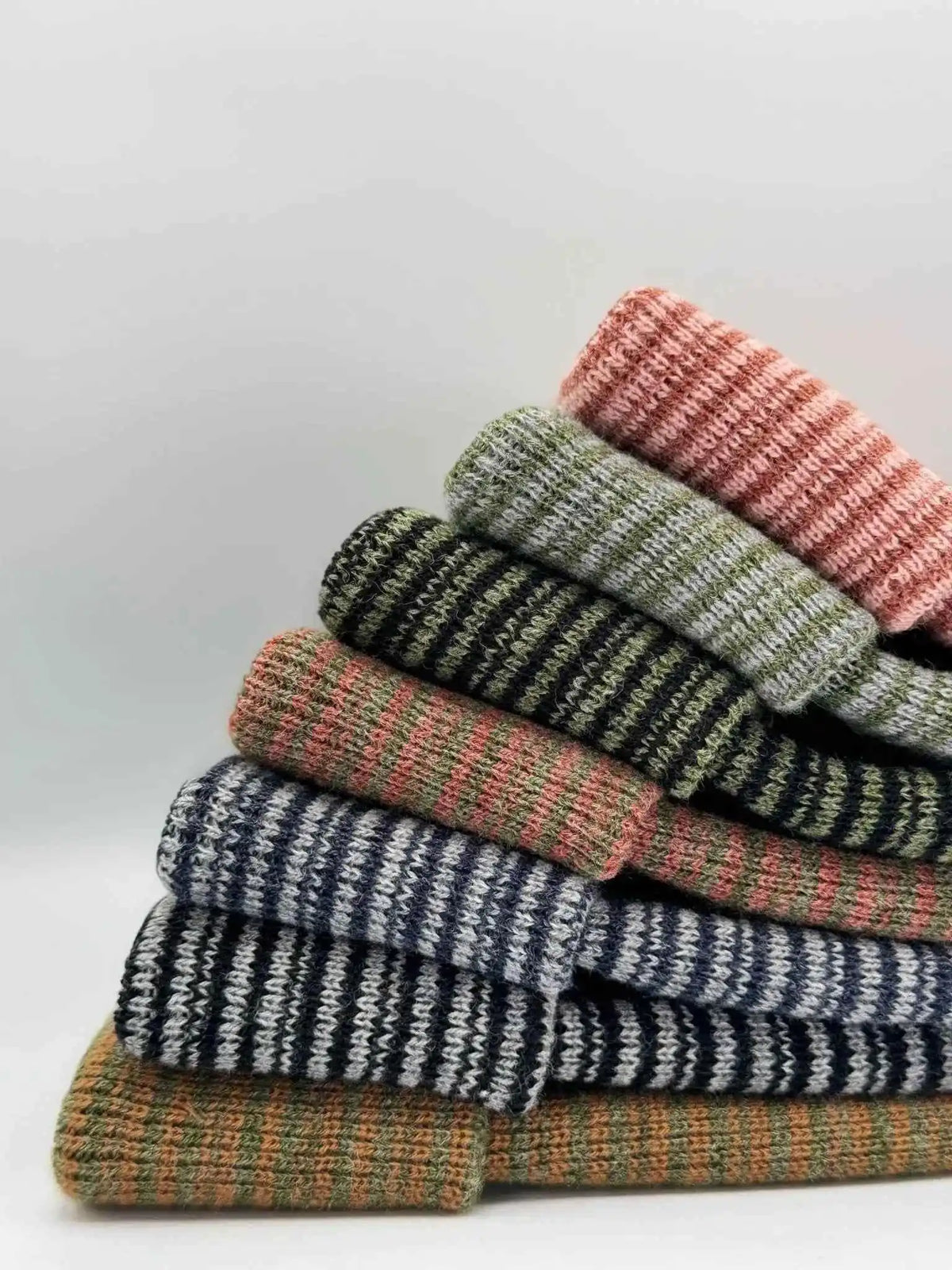 Patented H Stitch Contrast Cuffed Beanie, Black and Green