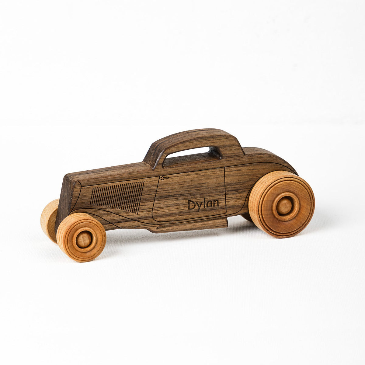 Classic Hot Rod 8.75" Long - Solid Walnut Wood - Etched Details