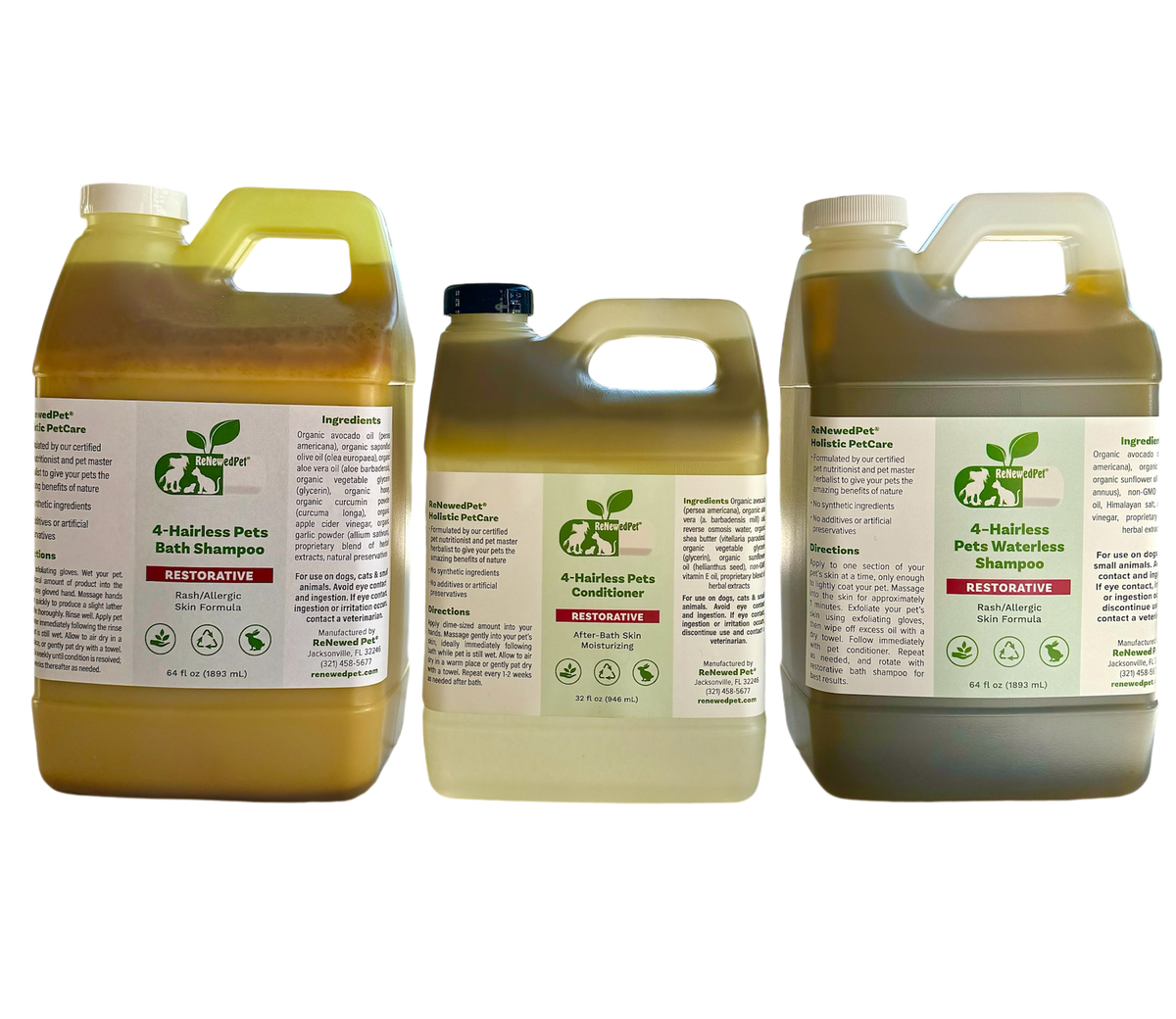4-HAIRLESS PETS RESTORATIVE SHAMPOO, WATERLESS & CONDITIONER - ECONOMY SIZE - SAVE 40% - view 5