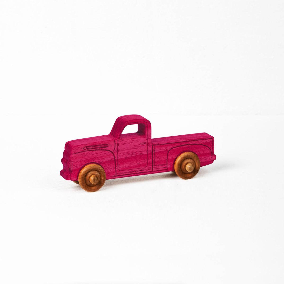 Montessori Educational 5.5" Pink Wooden Pickup Truck for Toddlers 1–3