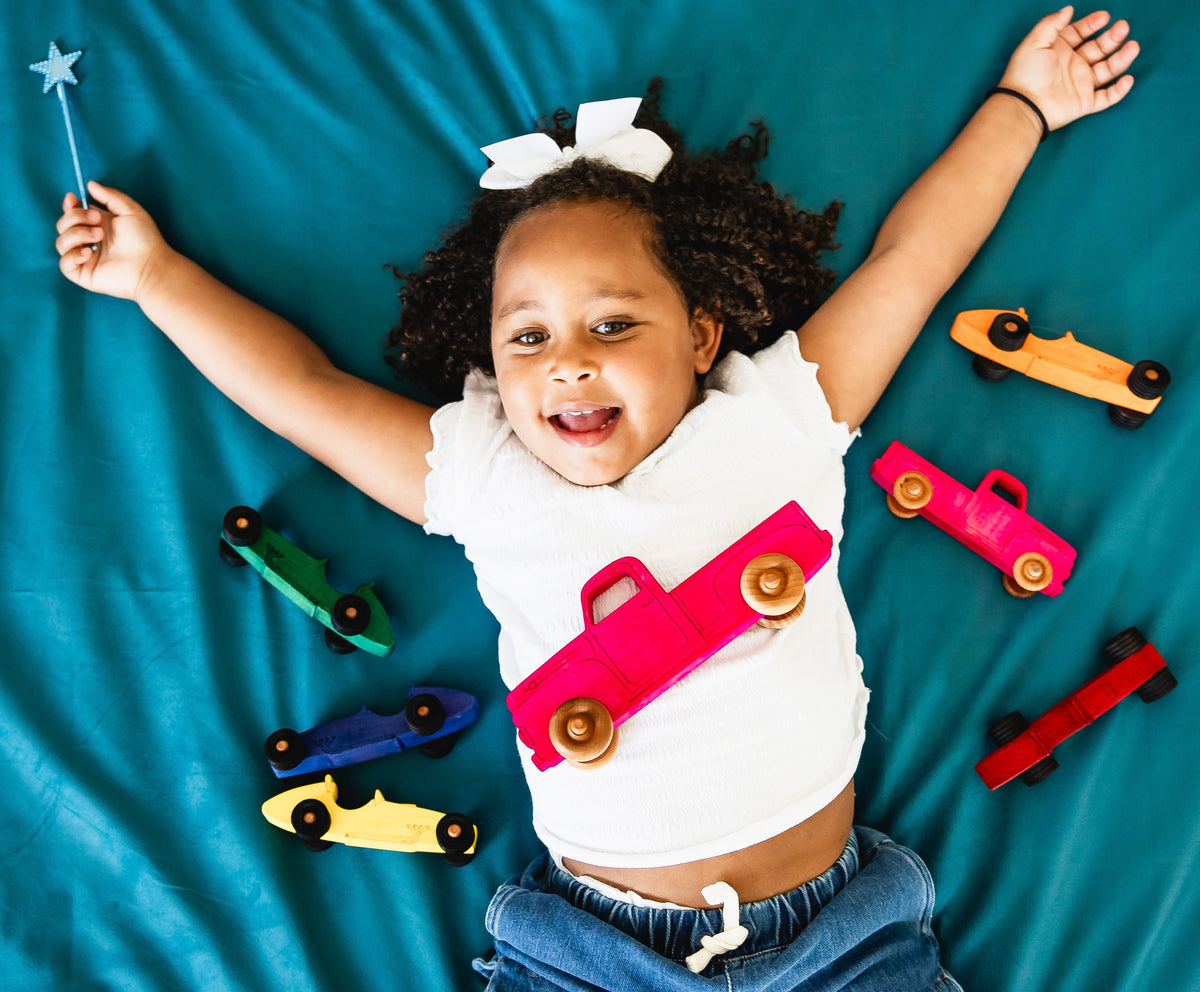 Montessori Educational 9" Pink Wooden Pickup Truck for Toddlers 1–3 - view 2