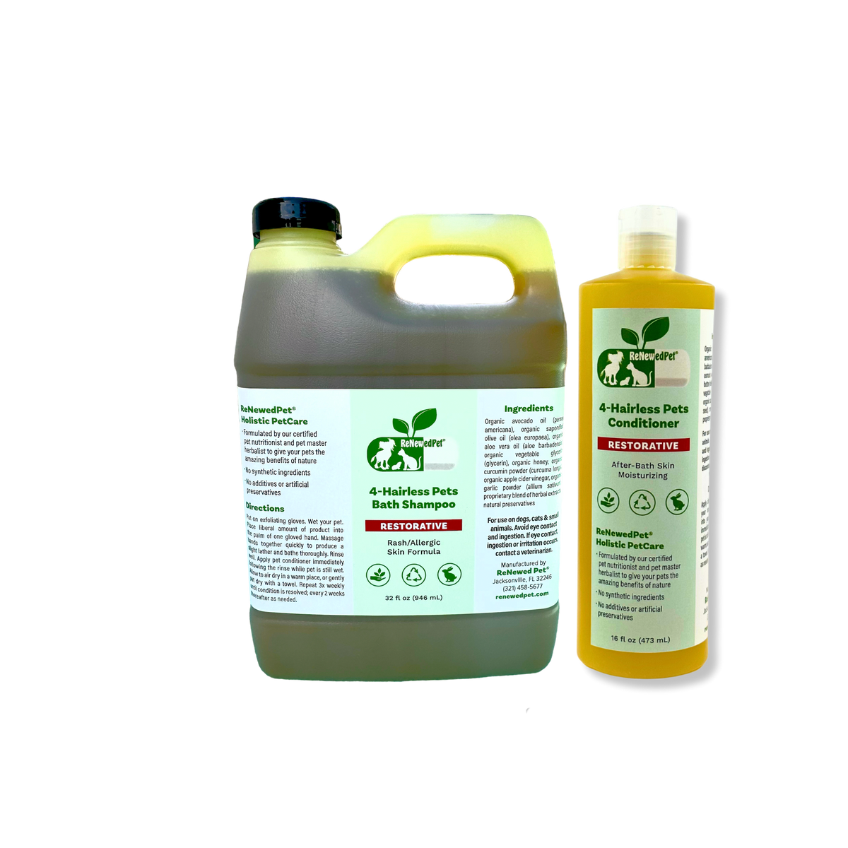 4-HAIRLESS PETS RESTORATIVE SHAMPOO & CONDITIONER - EXTRA LARGE ($3.87/oz.) - view 3