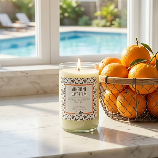 Sunshine Daydream 12 oz. soy candle in upcycled wine bottle - view 2