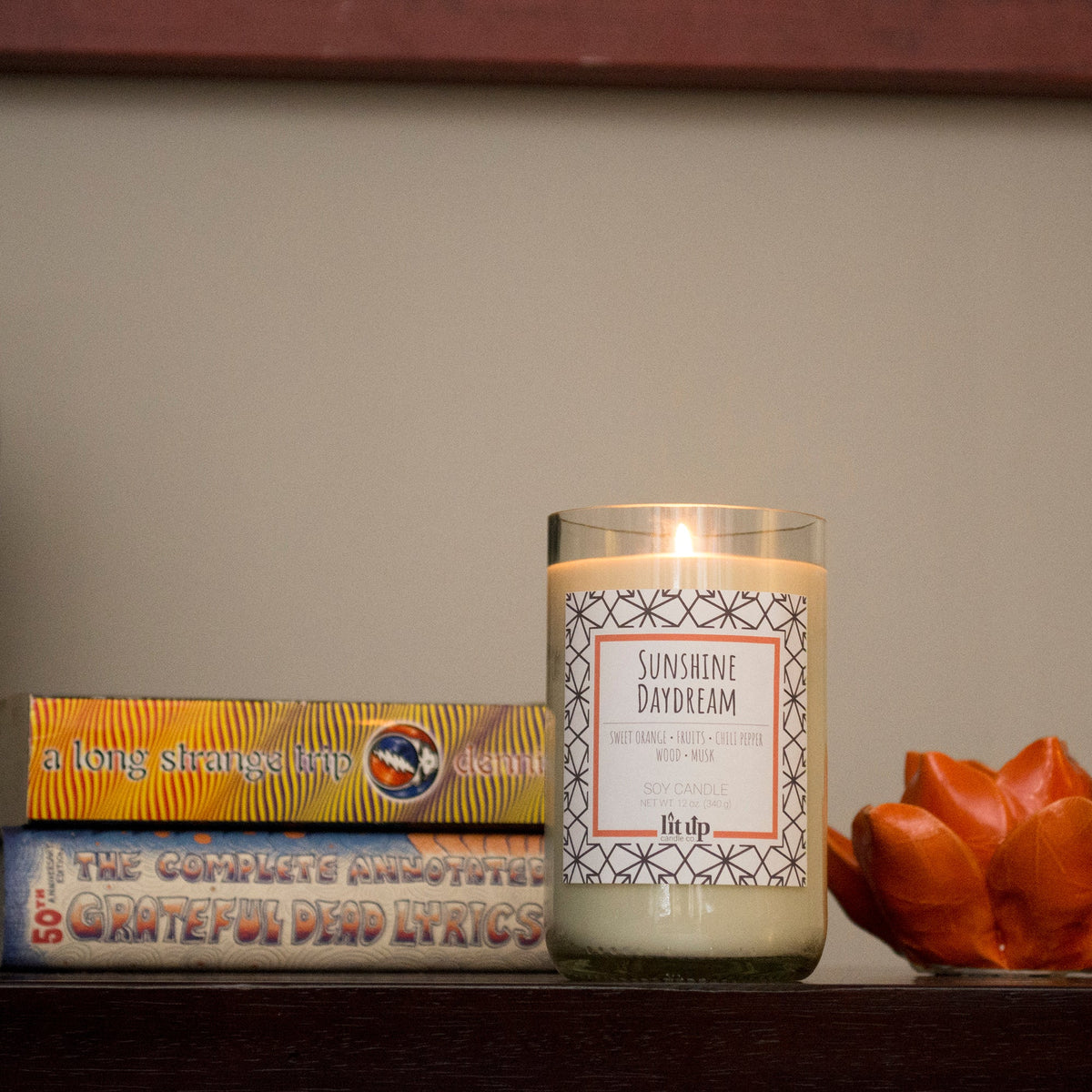 Sunshine Daydream 12 oz. soy candle in upcycled wine bottle - view 3