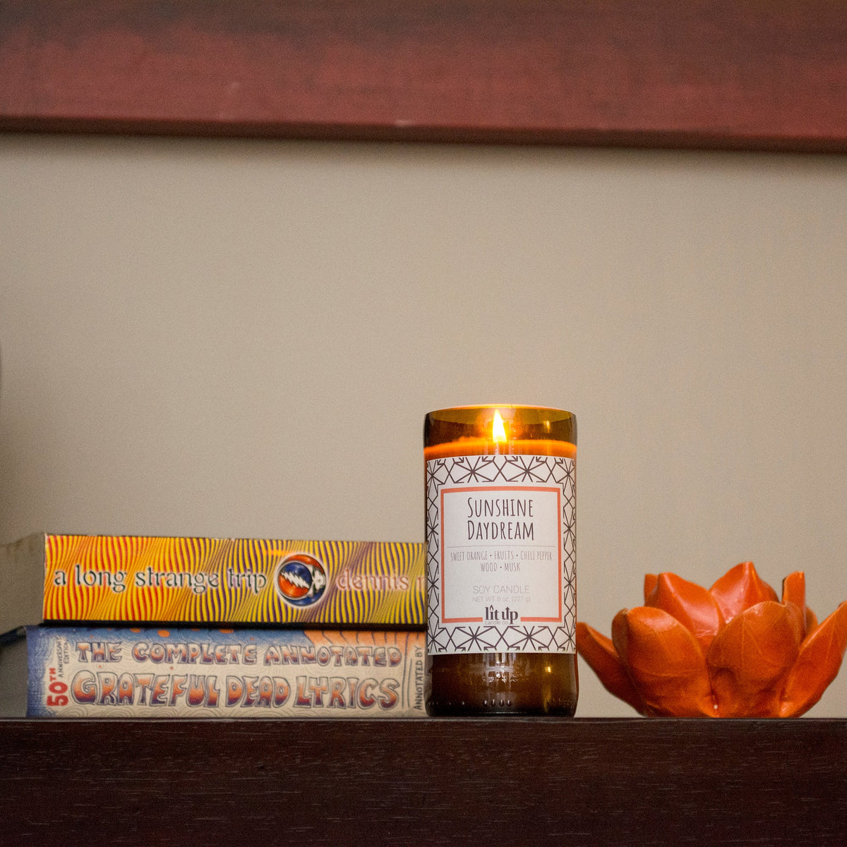 Sunshine Daydream 8 oz. soy candle in upcycled beer bottle - view 3