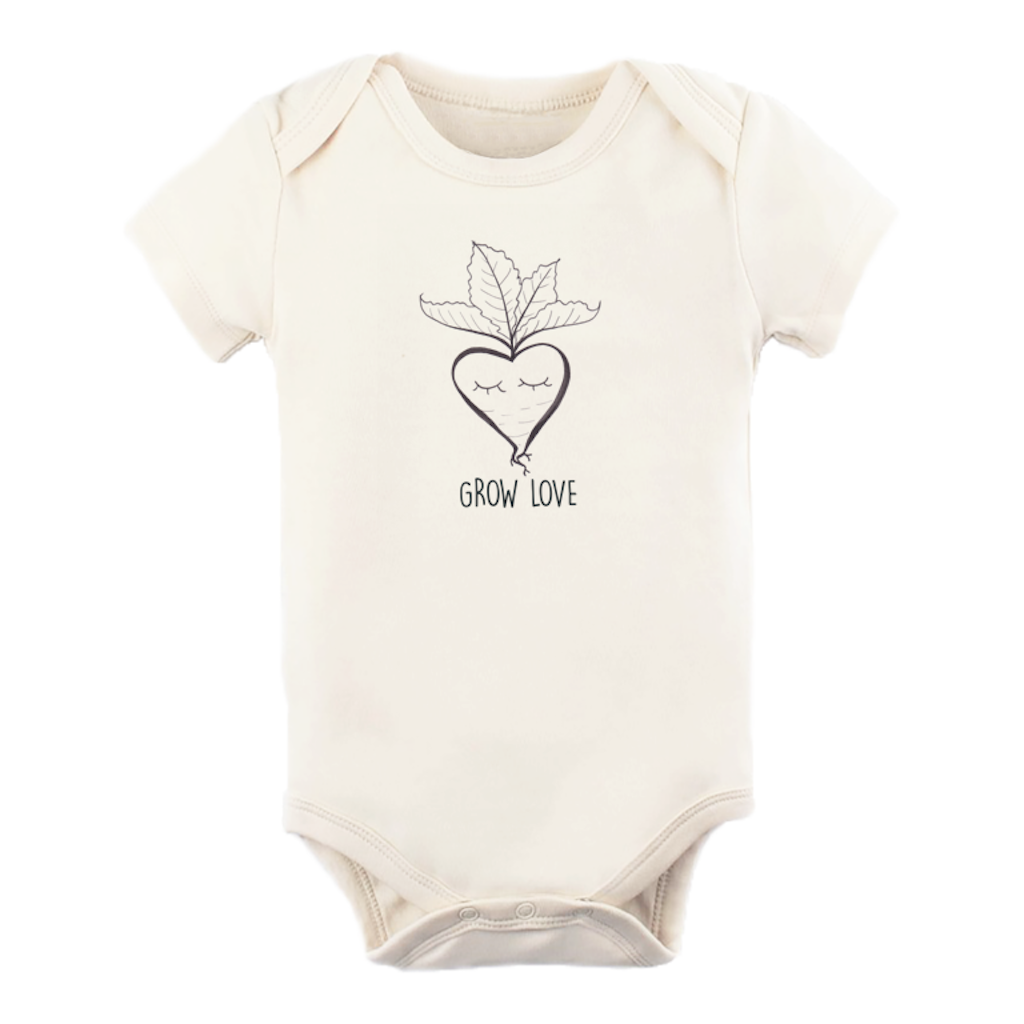 Grow Love Organic Cotton Baby Bodysuit - Black, 0-3M, 3-6M, 6-12M, 12-18M