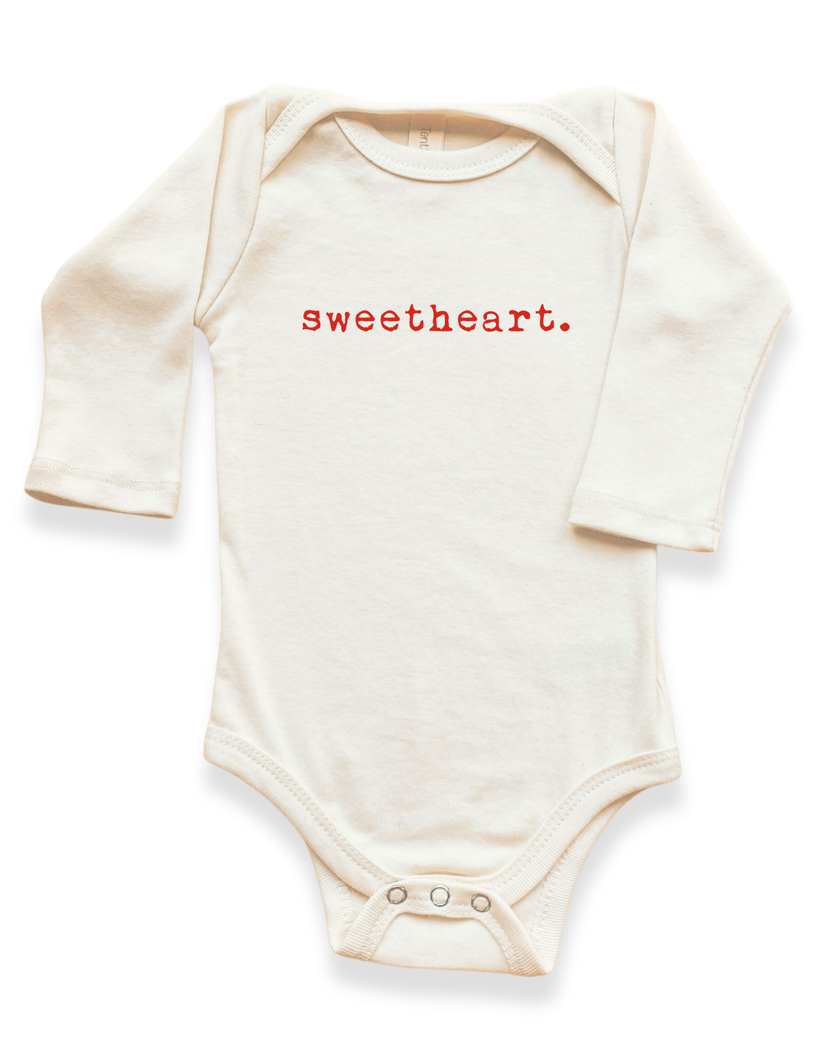 Sweetheart Organic Baby Bodysuit Long Sleeve - Red, 0-3M, 3-6M, 6-12M, 12-18M, 18-24M