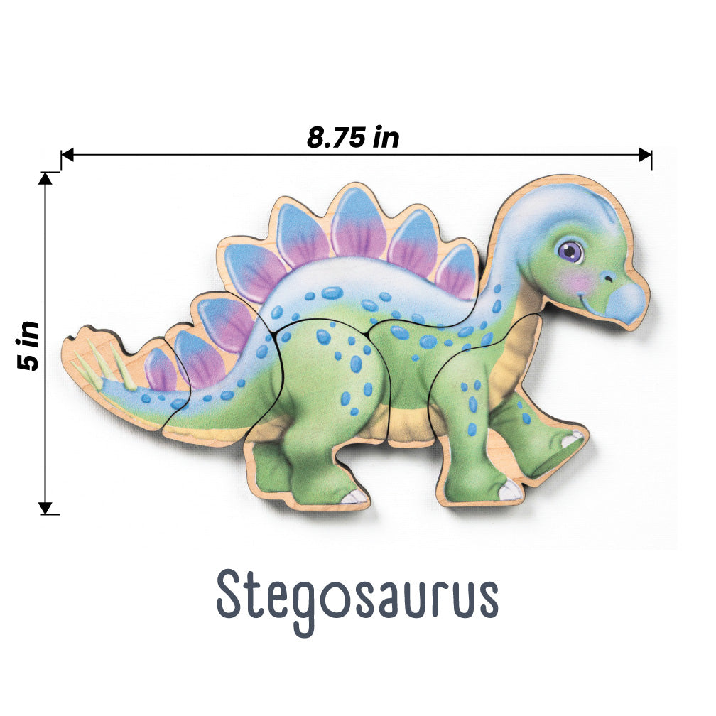 Dinosaur Magnetic Wooden Puzzle Set with Cotton Bag | Made in the USA 🇺🇸 — Miller Boys Vintage Toys