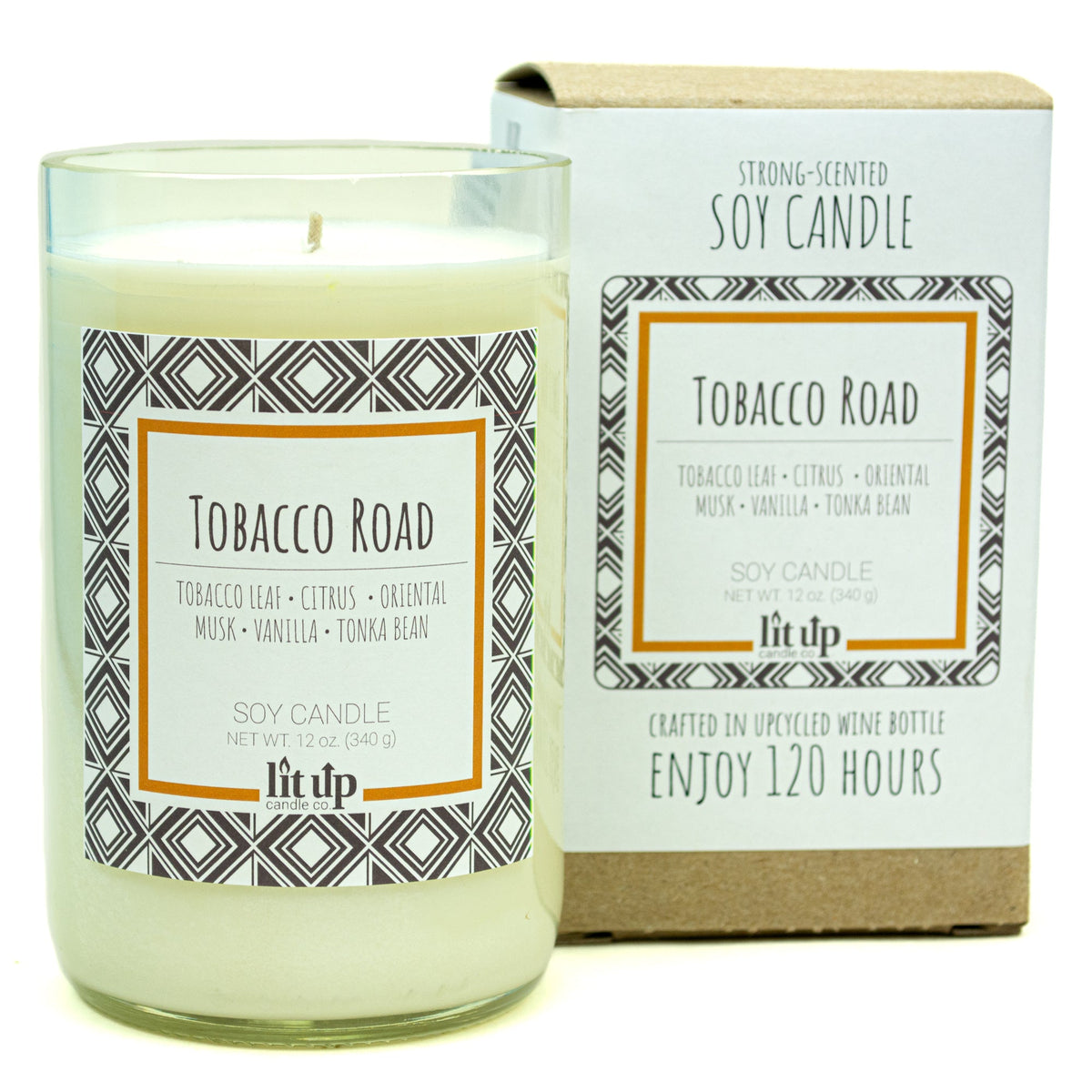 Tobacco Road 12 oz. soy candle in upcycled wine bottle - view 6