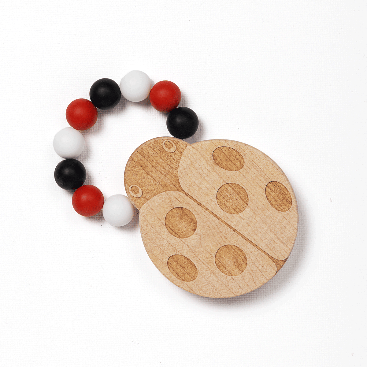 Silicone Bead Teether with Organic Cotton Bag - Ladybug