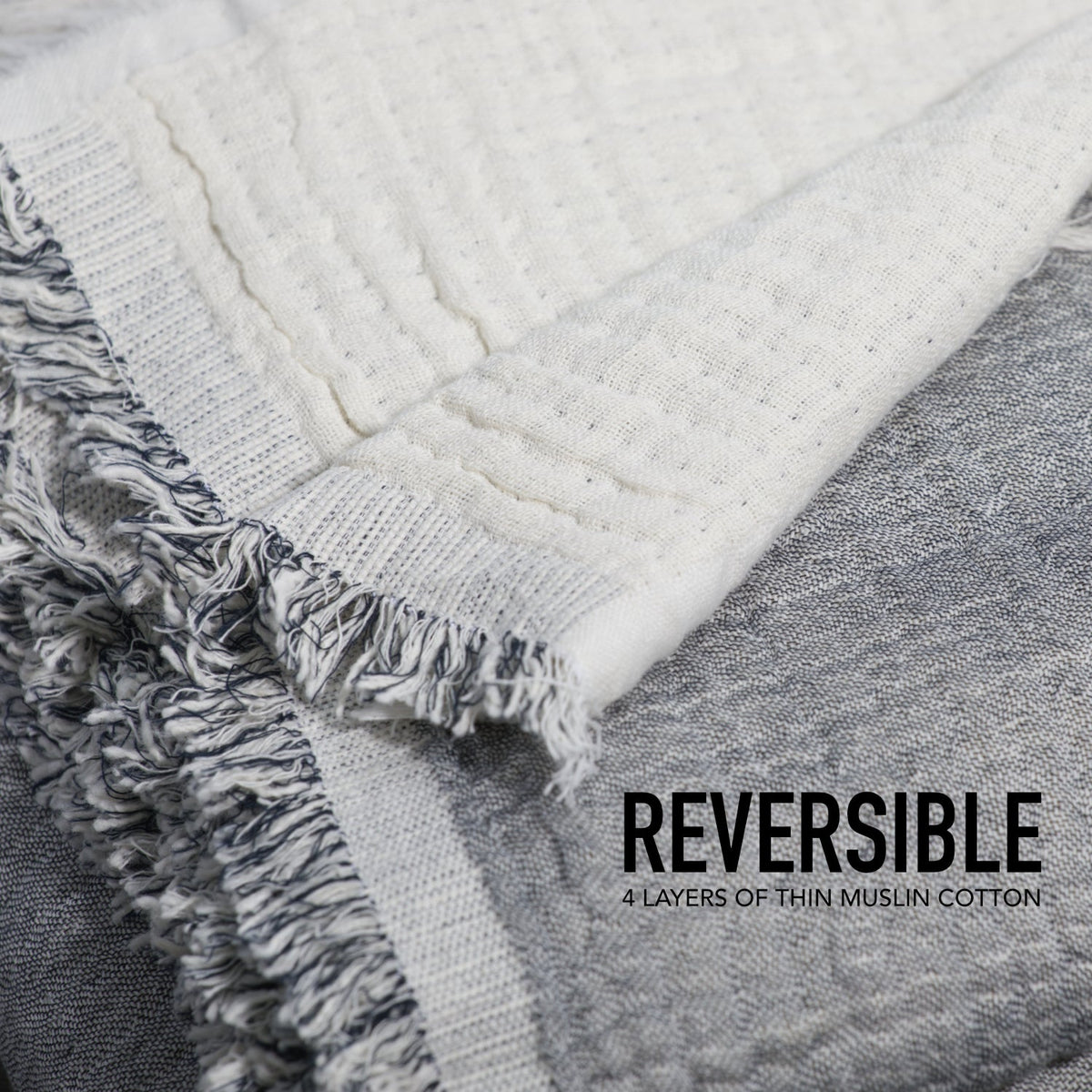100% Cotton Reversible Muslin Throw Blankets 60" x 80" - view 4