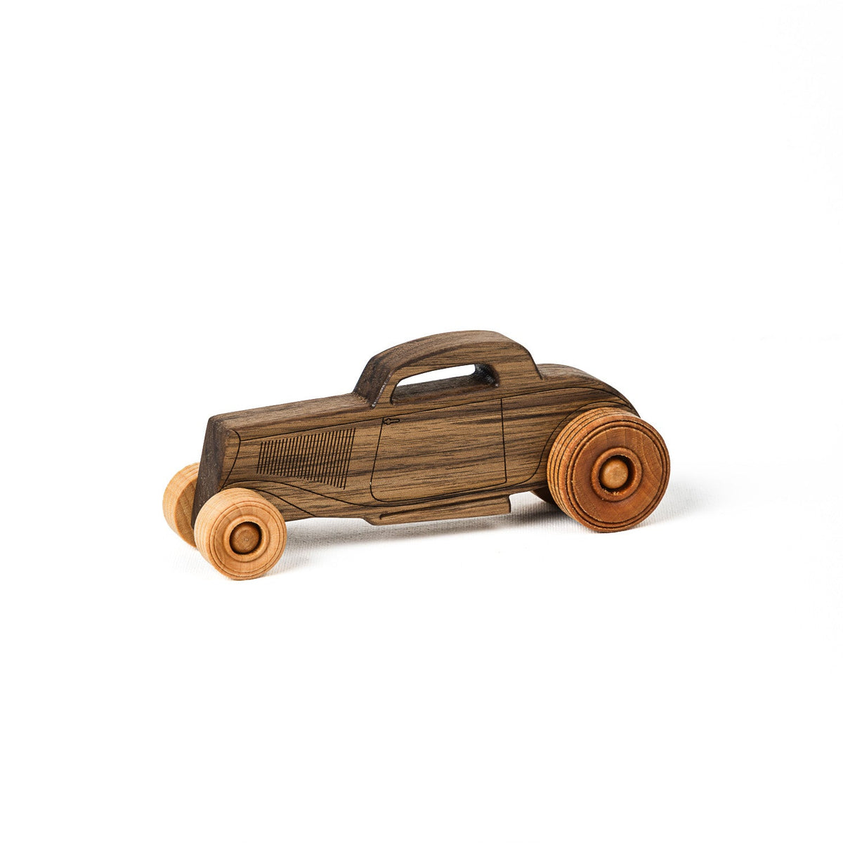 Classic Hot Rod 6" Long - Solid Walnut Wood - Etched Details