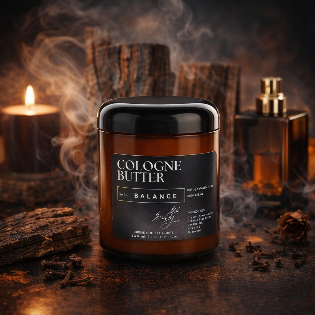 BALANCE – Luxury Fragrance Body Butter | Coffee, Dark Chocolate & Sandalwood Cologne Scent Moisturizing Skin Butter | Cologne Butter — CB