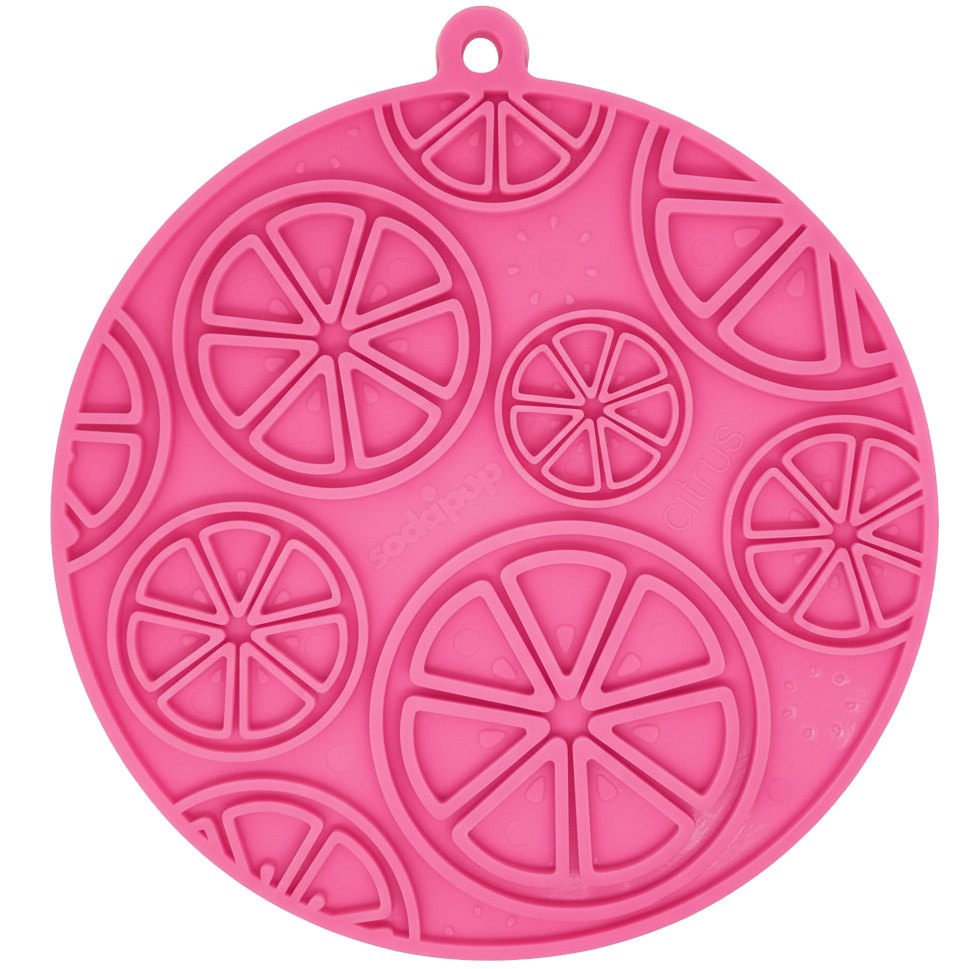 Citrus Design eMat - Enrichment Lick Mat For Dogs and Cats - Pink Citrus emat