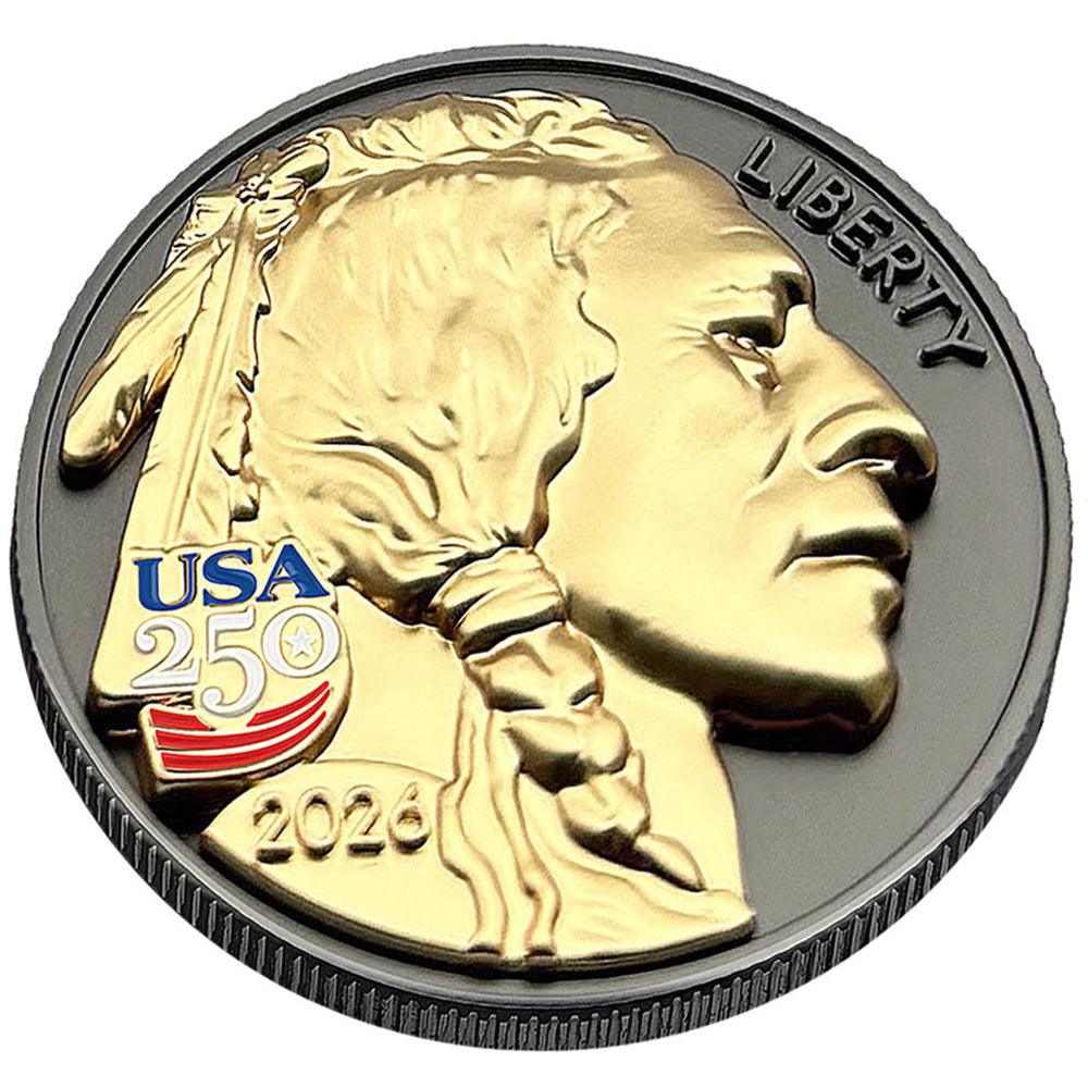 3D American Buffalo Indian Head Tribute Coin With USA 250 Privy Mark - view 2