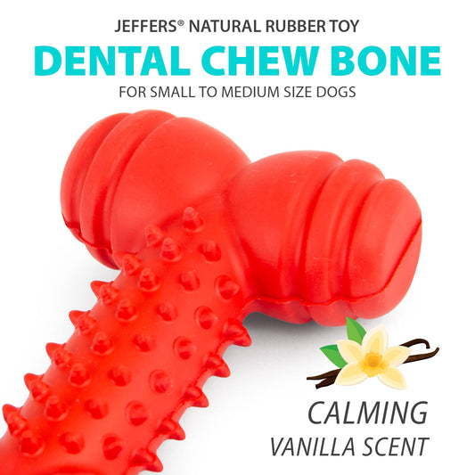 Jeffers Red Dental Bone Natural Rubber Dog Chew Toy for Healthy Teeth - view 2