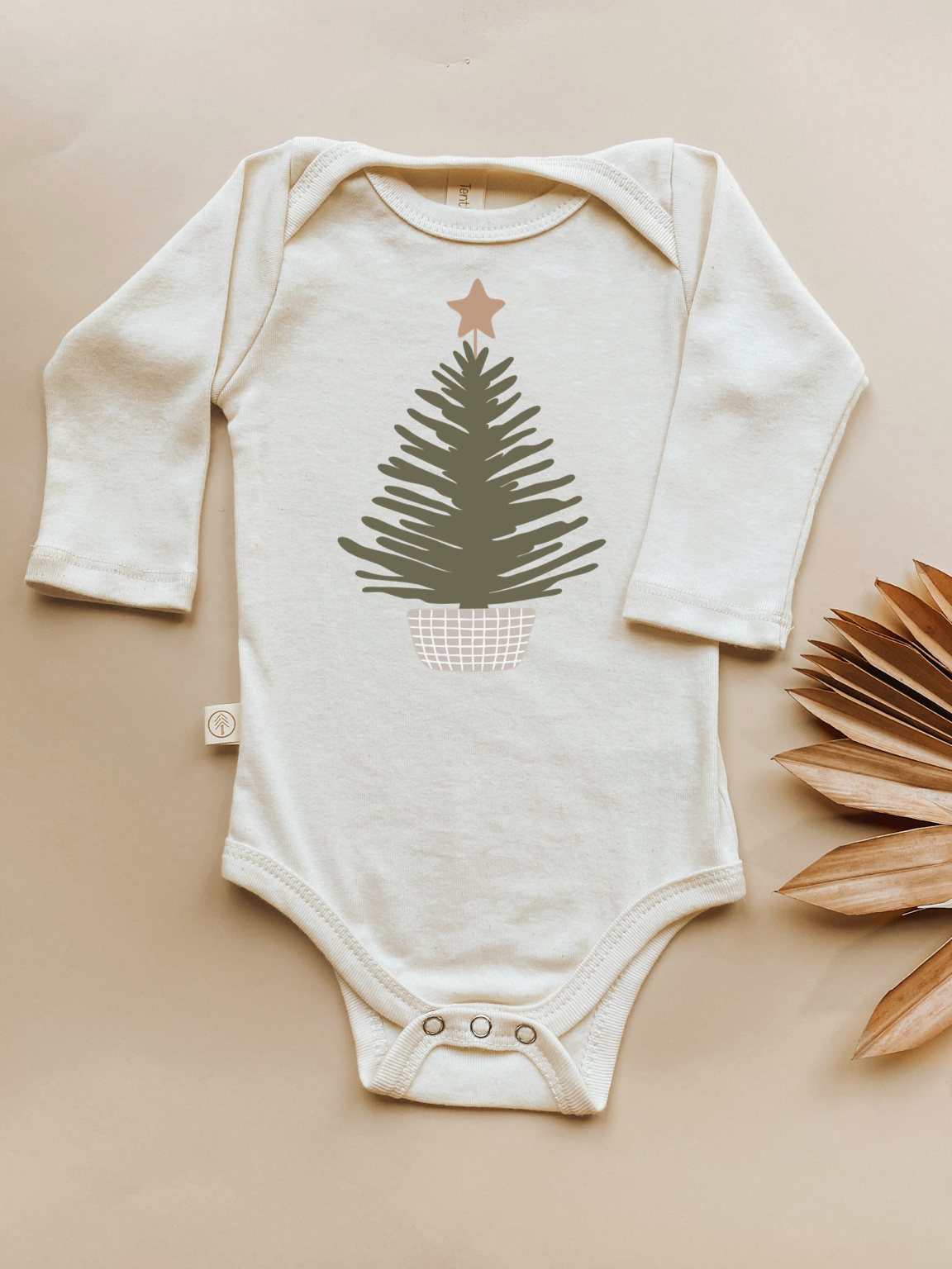 Holiday Tree Organic Baby Bodysuit Long Sleeve - 0-3M, 3-6M, 6-12M, 12-18M, 18-24M - view 3