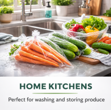 Produce Bags on Roll - 100 Count - Clear - 14" x 17" - Reusable Style - view 6