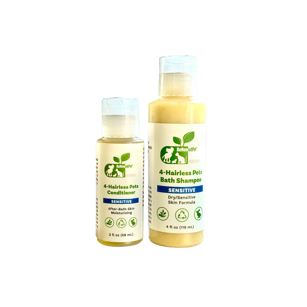 4-HAIRLESS PETS SENSITIVE SHAMPOO & CONDITIONER - 4 OZ. (4.82/oz.), 2 OZ., 4 OZ., 16 OZ., 32 OZ.