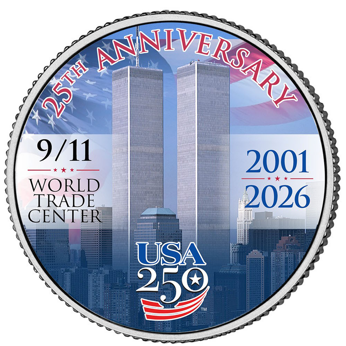 9/11 25th + America's 250th Anniversary Commemorative JFK Half Dollar - view 3