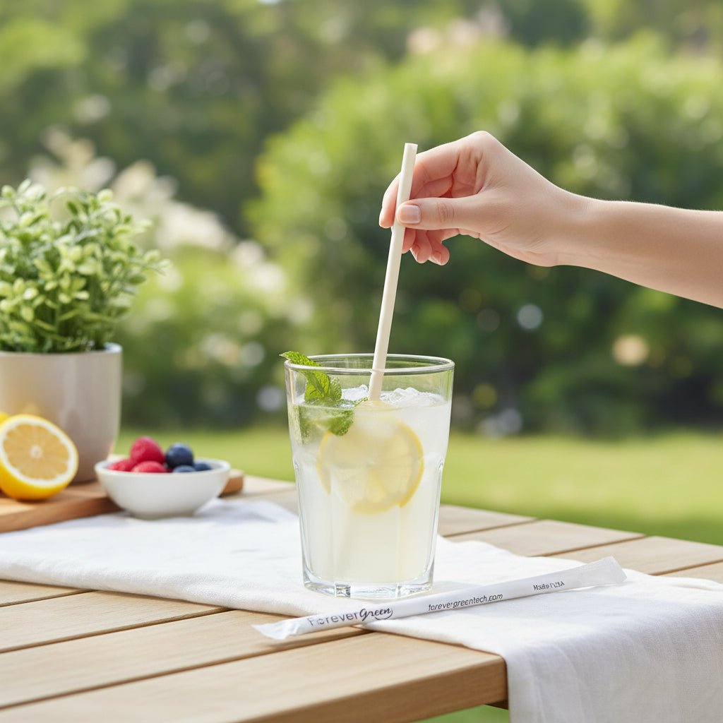 Wrapped 10.25'' x 0.27'' Compostable White Giant Drinking Straws - view 6