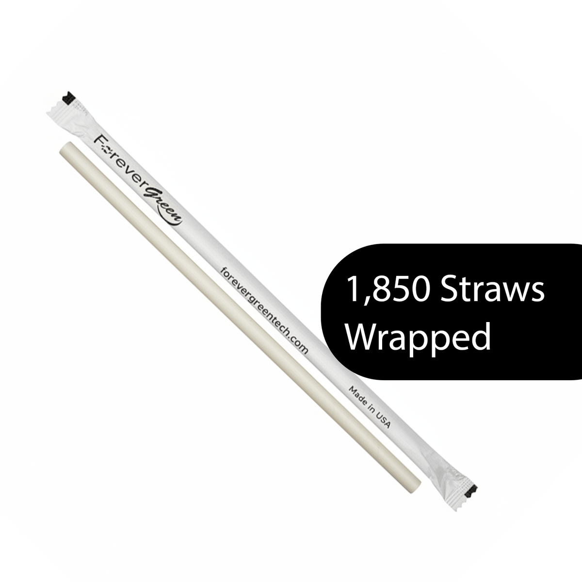 Wrapped 10.25'' x 0.27'' Compostable White Giant Drinking Straws