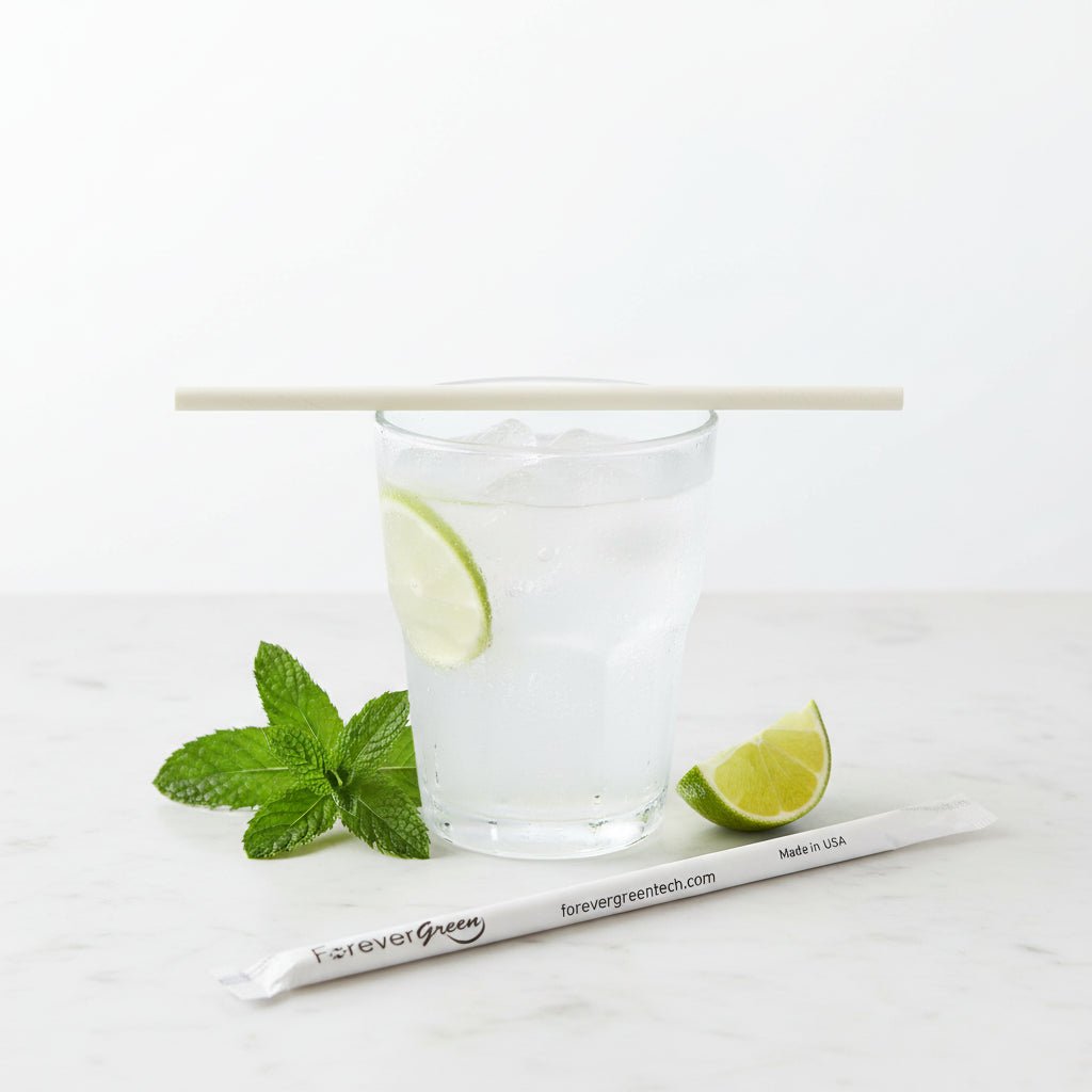 Wrapped 10.25'' x 0.27'' Compostable White Giant Drinking Straws - view 3
