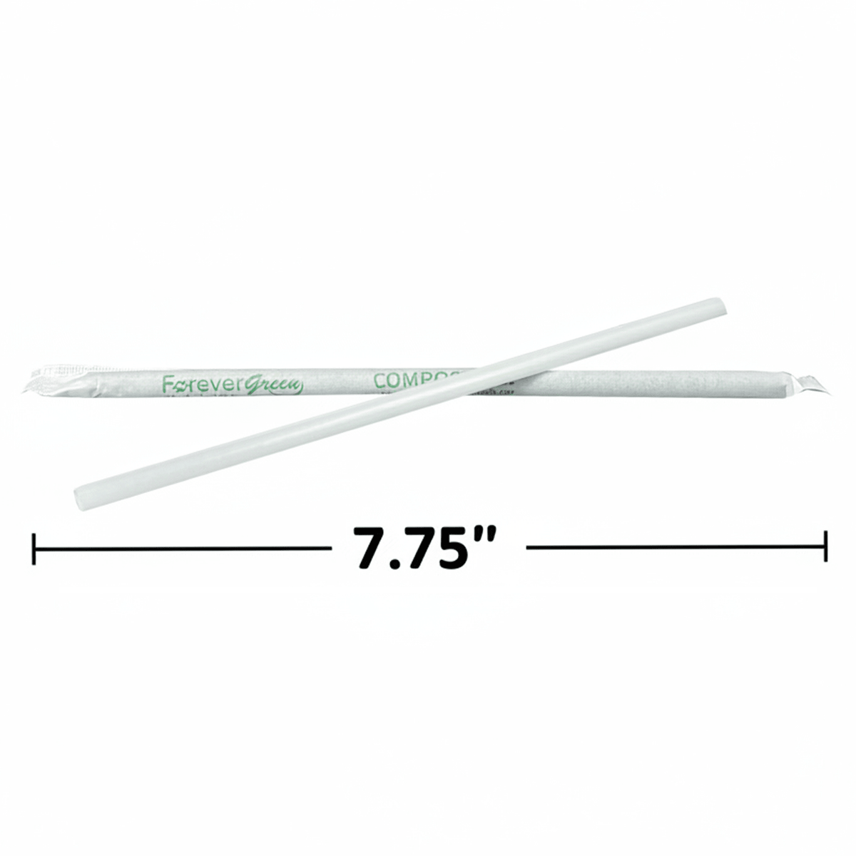Wrapped 7.75'' x 0.24'' Compostable White Jumbo Drinking Straws - view 2